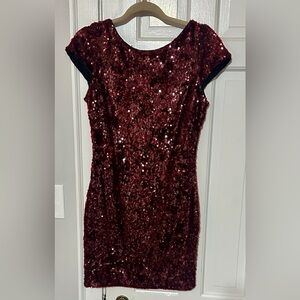 Dress the Population raspberry sequins mini dress